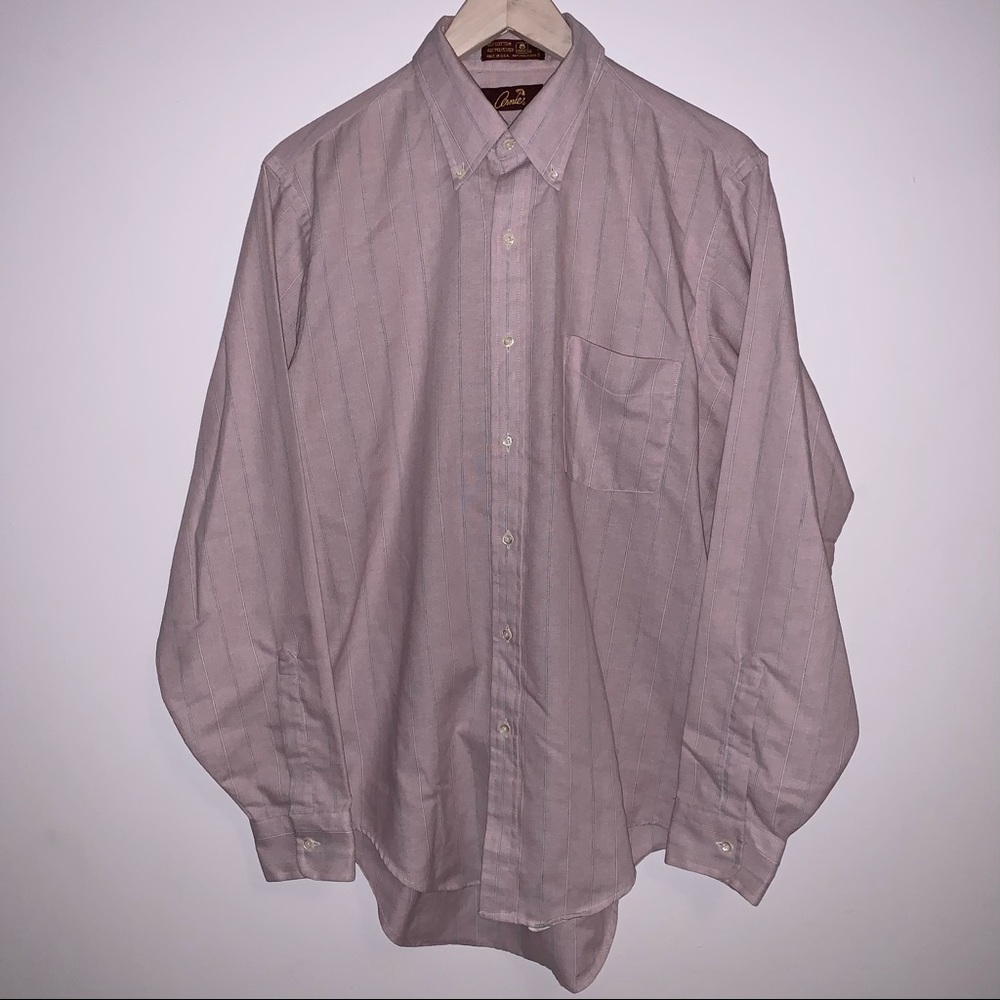 Vintage 80s Pastel Pink Vertical Striped Button Down Shirt